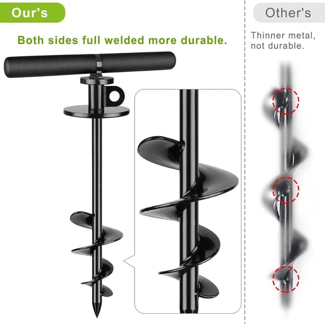 Detalle 2 de Lifeswell Dog Anchor 15 Inch Heavy Duty Alloy Steel Tie Out Stake (Black) for Medium to Large Dogs