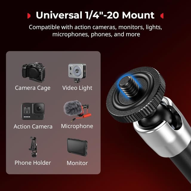 Detalle de SMALLRIG Bras Magique 28 cm 5604 avec vis 6,35 mm pour MagSafe et support magnétique