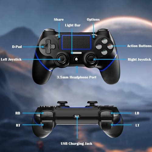 Thumbnail 8 de CHEREEKI Mando inalámbrico para PS4 con Bluetooth, giroscopio 6 ejes, doble vibración y panel táctil