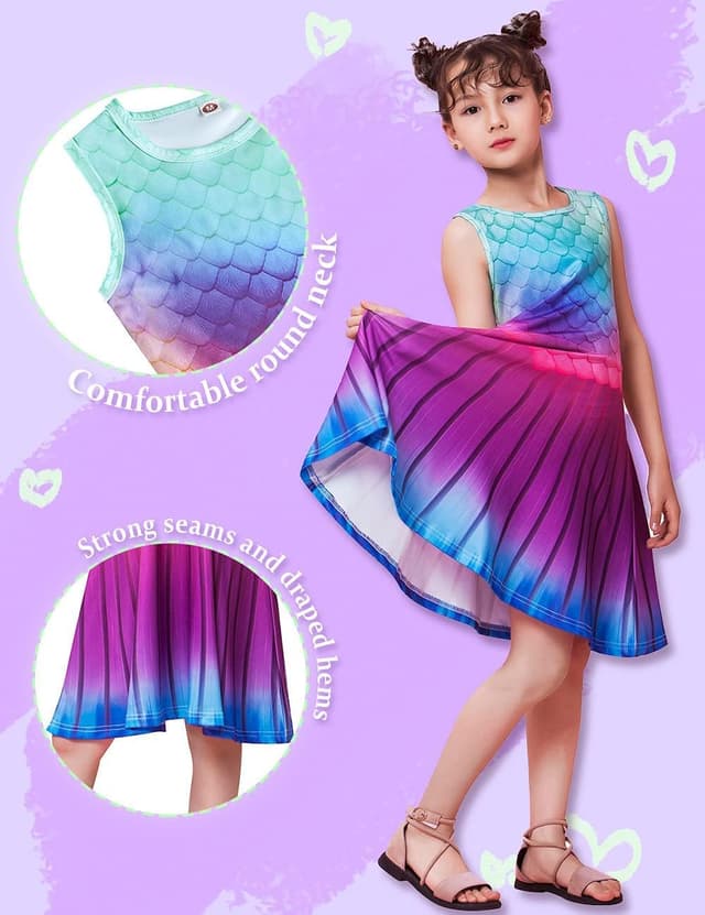 Detalle de AIDEAONE Mädchenkleid Schmetterling A-Linie ärmellos (4–12 Jahre)