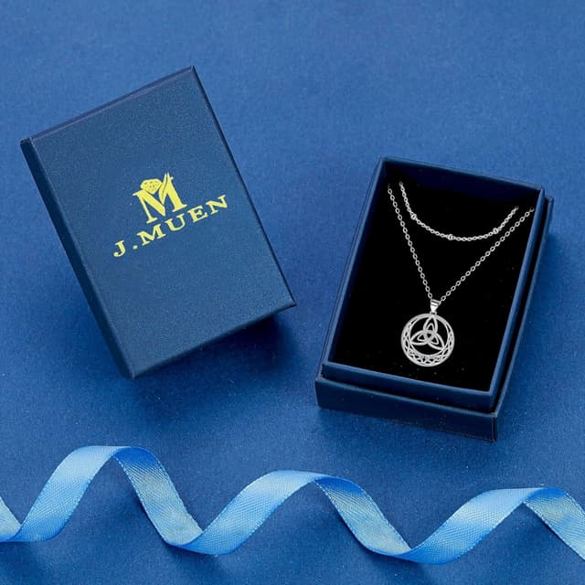 Thumbnail 6 de Collier pour femme en argent sterling 925 J.MUEN – pendentif nœud de sorcière, chaîne 45 + 5 cm avec boîte cadeau