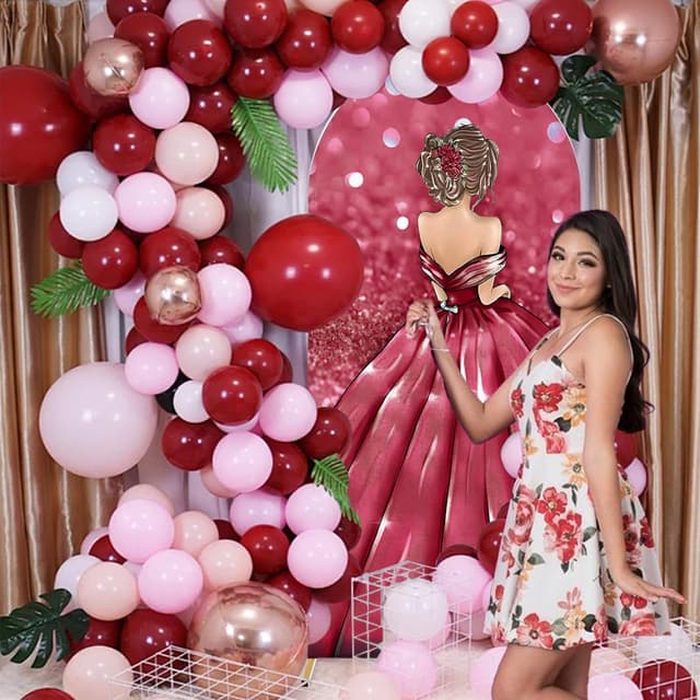 Thumbnail 5 de MEHOFOND 3.3x7ft Red Arch Backdrop