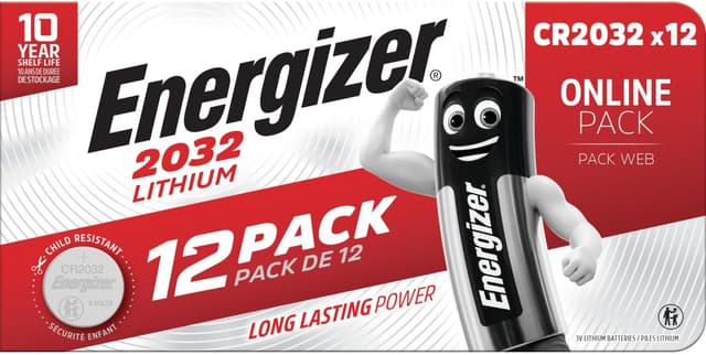 Detalle de CR2032 Energizer coin batteries 12 pack 3V