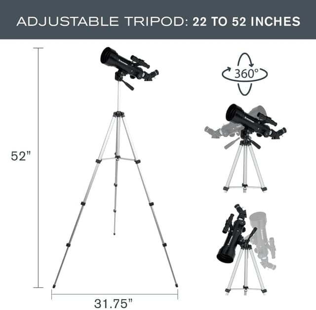 Detalle de Celestron Travel Scope 70 (21035) — kit télescope réfracteur portable avec sac à dos