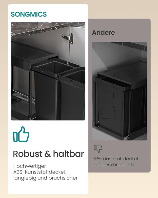 Thumbnail 5 de SONGMICS LTB951B01 Mülleimer 2×20 L 🗑