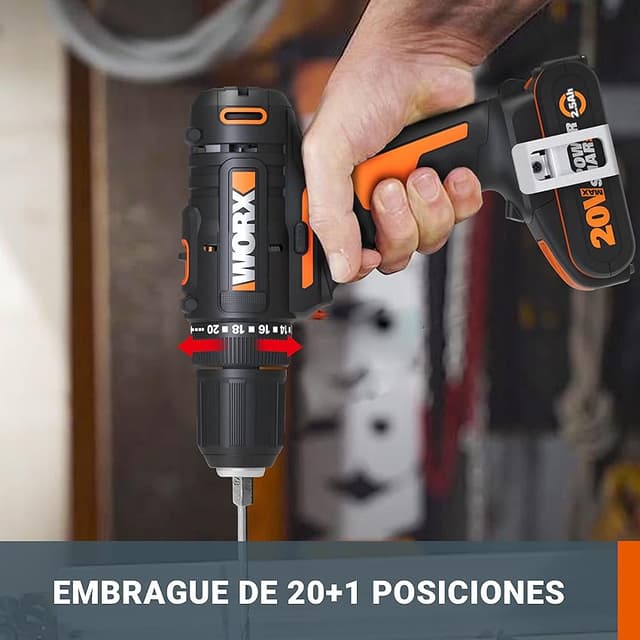 Detalle 2 de WORX WX108.9 Taladro atornillador 20V, 45 Nm