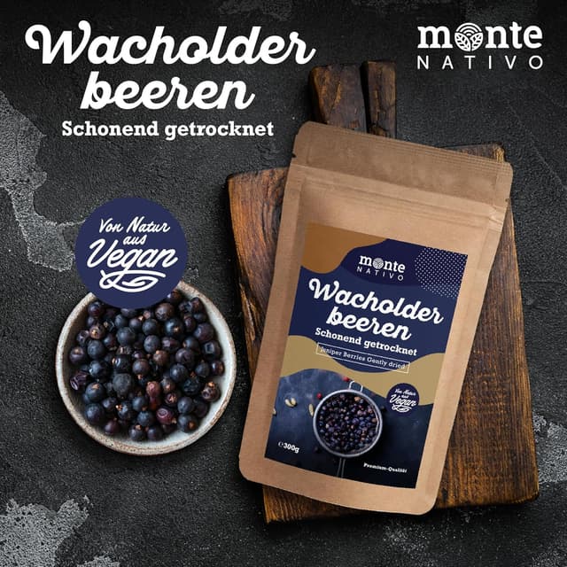 Detalle de Ganze Wacholderbeeren Monte Nativo (300 g) – schonend getrocknet für Wild, Marinaden & Küche