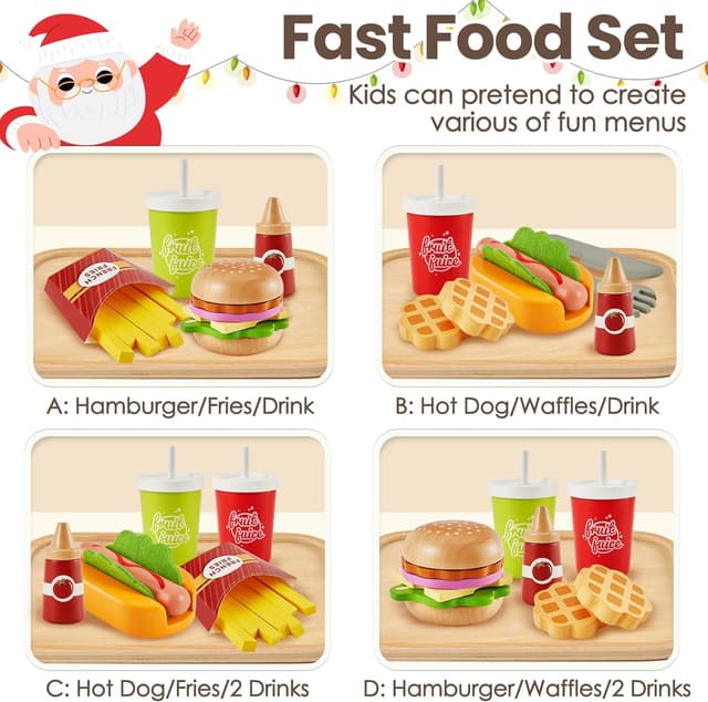 Detalle de BUYGER Wooden Fast Food Set for Kids