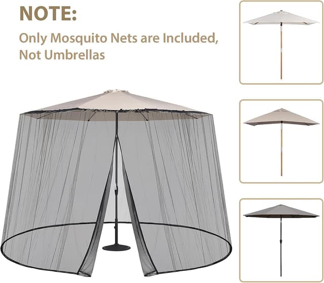 Detalle de Sekey zanzariera regolabile per ombrellone da esterno 250–300 cm, doppia cerniera, altezza 2,5 m – nero