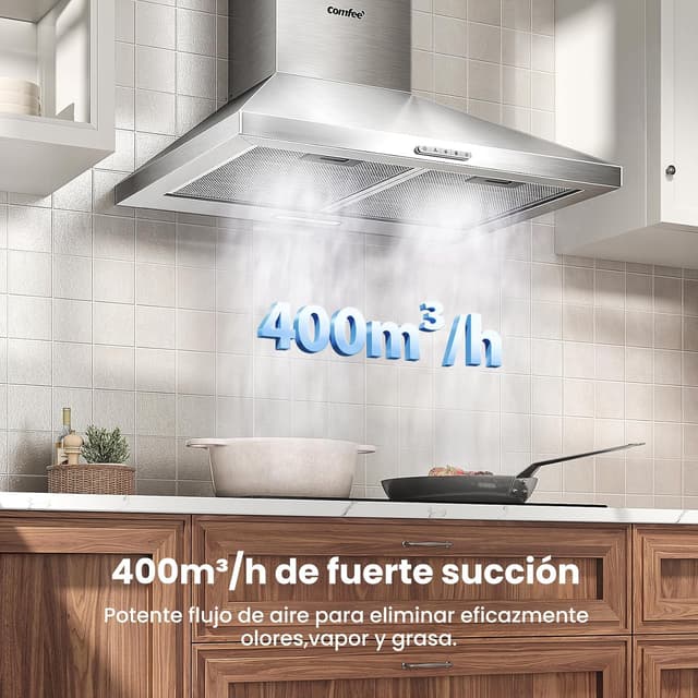 Detalle 2 de COMFEE' PYRA17SS-60 campana extractora 400 m³/h