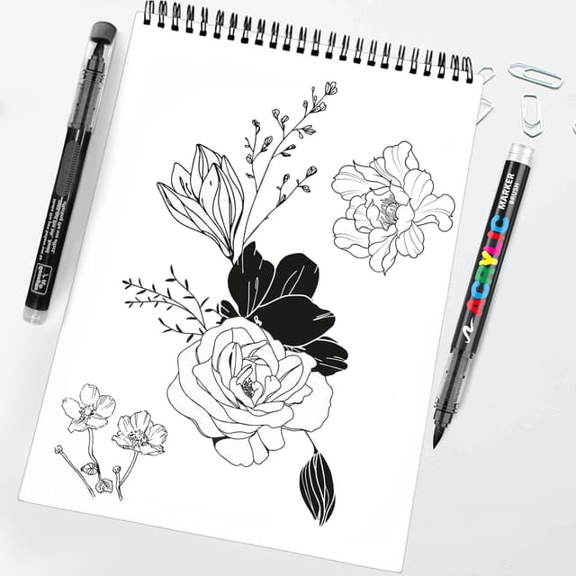 Detalle 2 de VAKKI 12 PCS Negro rotuladores acrílicos 1-6 mm