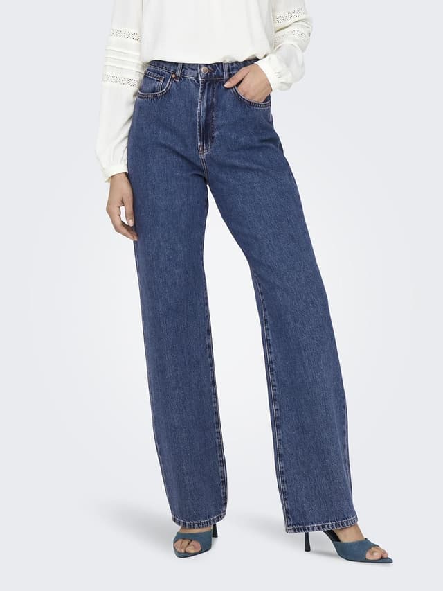 Detalle 2 de ONLY Straight Fit Jeans ONLSILJE vita alta in cotone (100%)