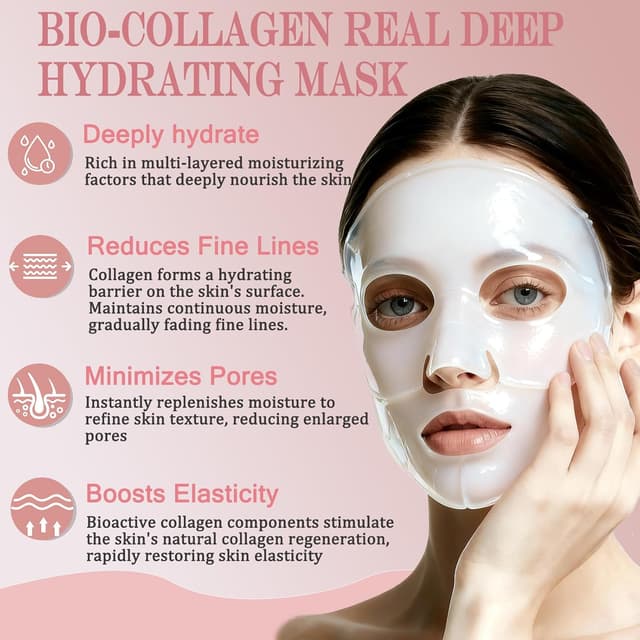 Detalle de 8 Pezzi Maschera Collagene Viso Bio-Collagen Real Deep Mask: collagen mask overnight per idratazione e notte