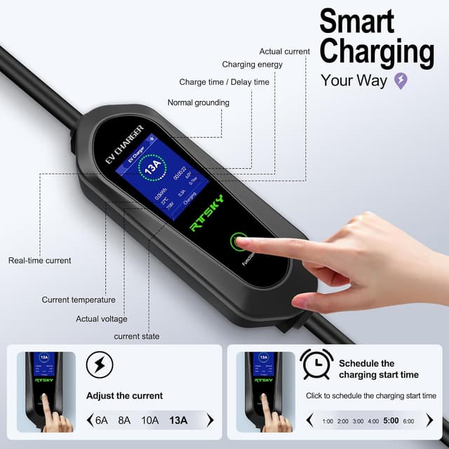 Detalle 2 de RTSKY EV Charger 8m 3 kW Type 2 to UK Plug