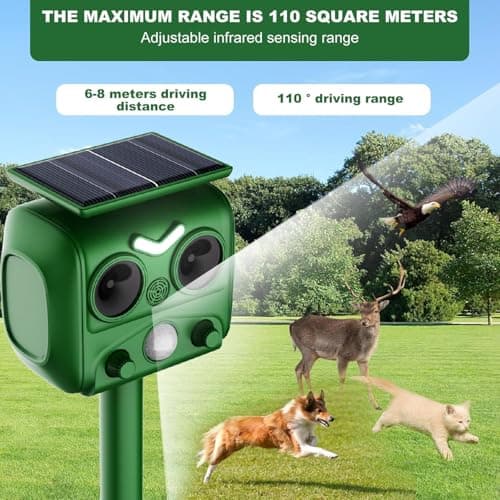 Detalle 2 de Repelente ultrasónico solar para gatos IP66, 5 modos