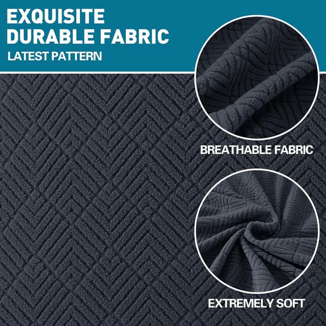 Detalle de YSTELLAA Copriseduta Divano Elasticizzato 1 posto (3 pezzi) antiscivolo, grigio scuro