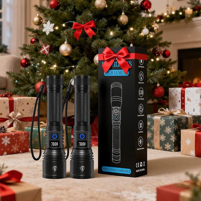 Thumbnail 6 de Rechargeable Flashlights High Lumens 2-Pack (5 Modes) with LCD Power Display, Type-C Charging, Tactical Focus Beam