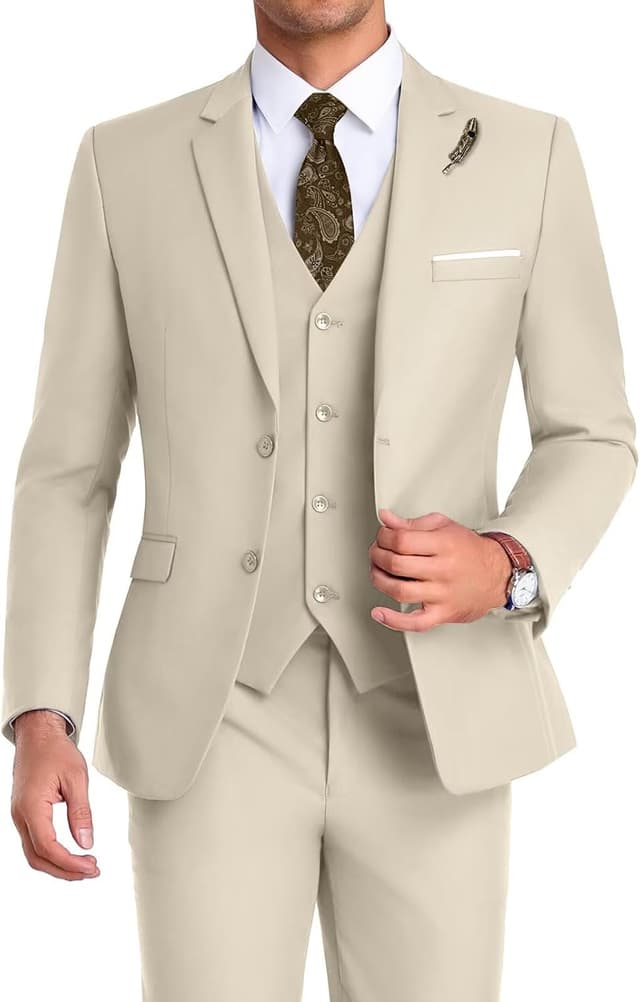 Thumbnail 6 de High-End Suits Men Orange Slim Fit 3-Piece Suit for Weddings & Events