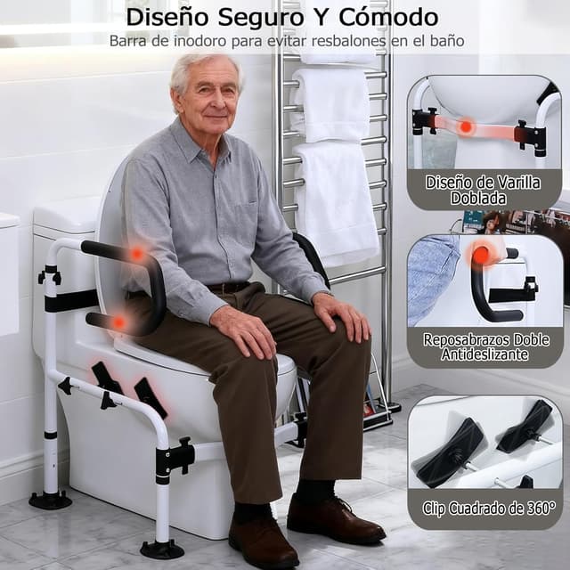 Thumbnail 2 de NJUN Apoyabrazos WC Ajustable y Estable 150 kg