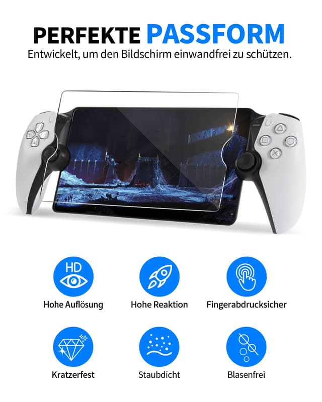 Detalle 2 de PALPOW Zubehör-Set für PlayStation Portal: Tasche, Silikonhülle, Displayschutz & 4 Joystick-Kappen – Schwarz