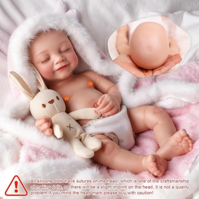 Detalle de BABESIDE 16" Sleeping Silicone Reborn Baby Doll with Feeding Kit (Full Platinum Silicone)