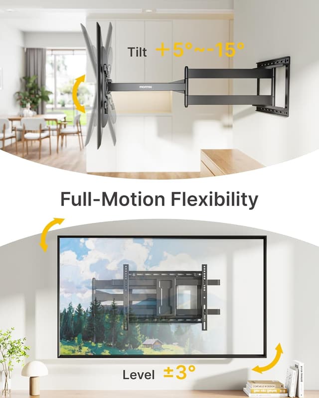 Detalle de monTEK Extra Long Full Motion TV Wall Bracket for 43–80 Inch TVs (1065mm arm, swivel & tilt)