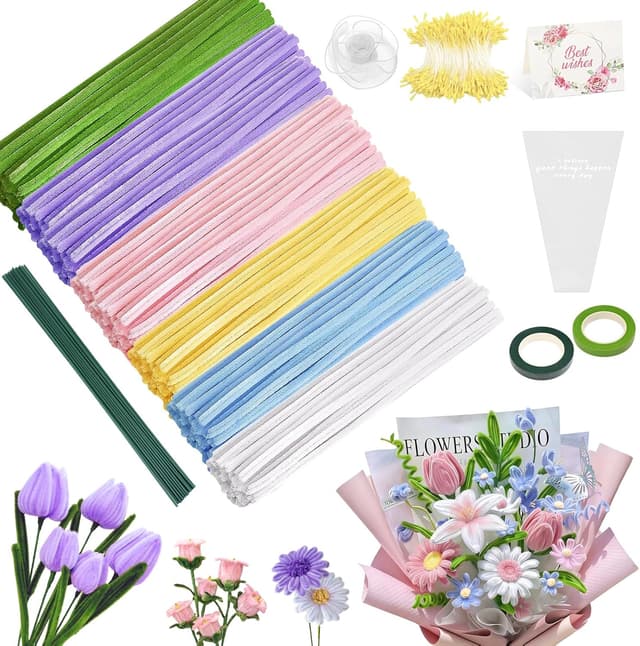 Detalle de Epaing Pfeifenputzer Blumen-Set für DIY, 400 Stück in 6 Farben