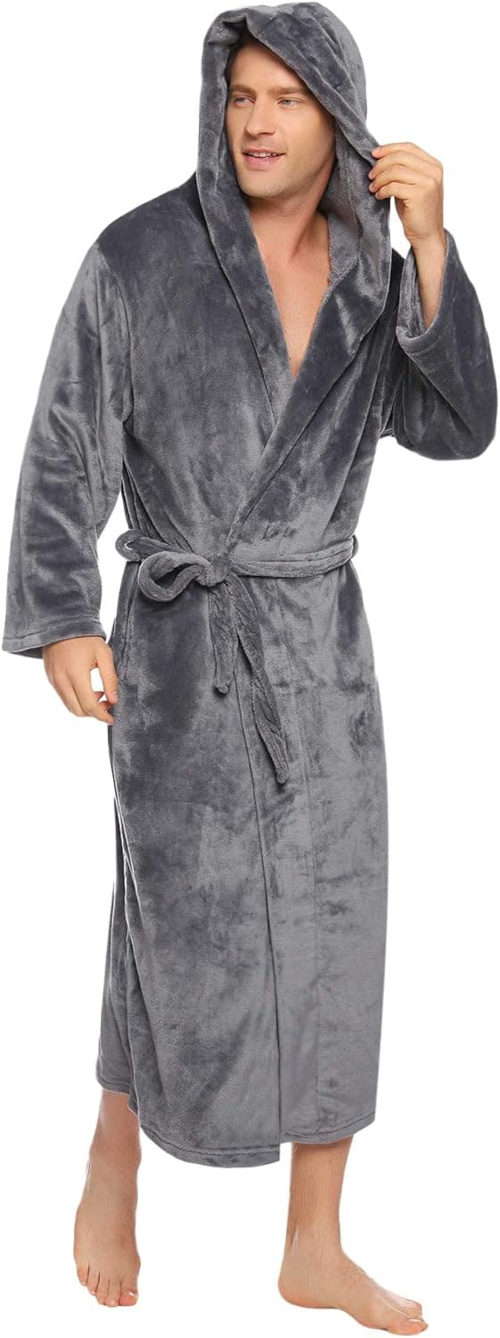 Detalle 2 de Vlazom accappatoio/pigiama uomo invernale con cappuccio in pile flanella