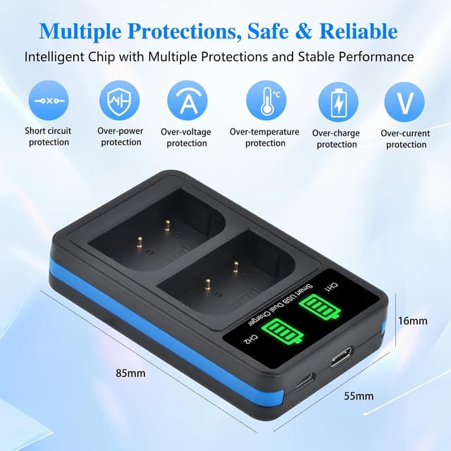 Detalle 2 de Batterie Panasonic DMW-BLK22 2600mAh, doppio caricatore