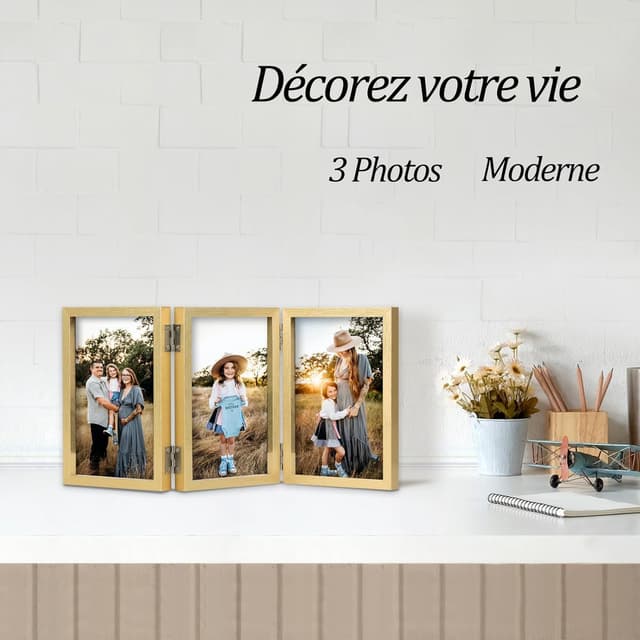 Detalle 2 de Cadre photo AVEAX 10x15 cm triple doré