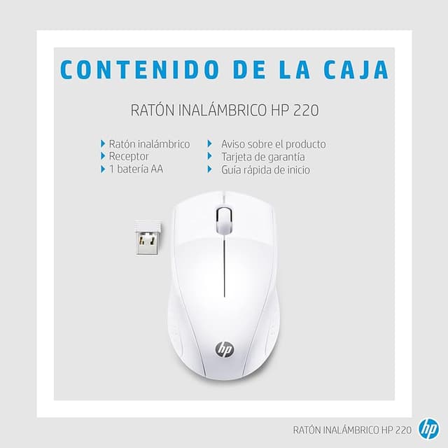Detalle 2 de HP 220 Ratón inalámbrico 1600 PPP blanco