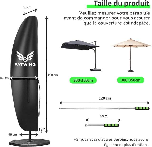 Thumbnail 1 de PATWING Funda para Sombrilla Jardin Impermeable ☂