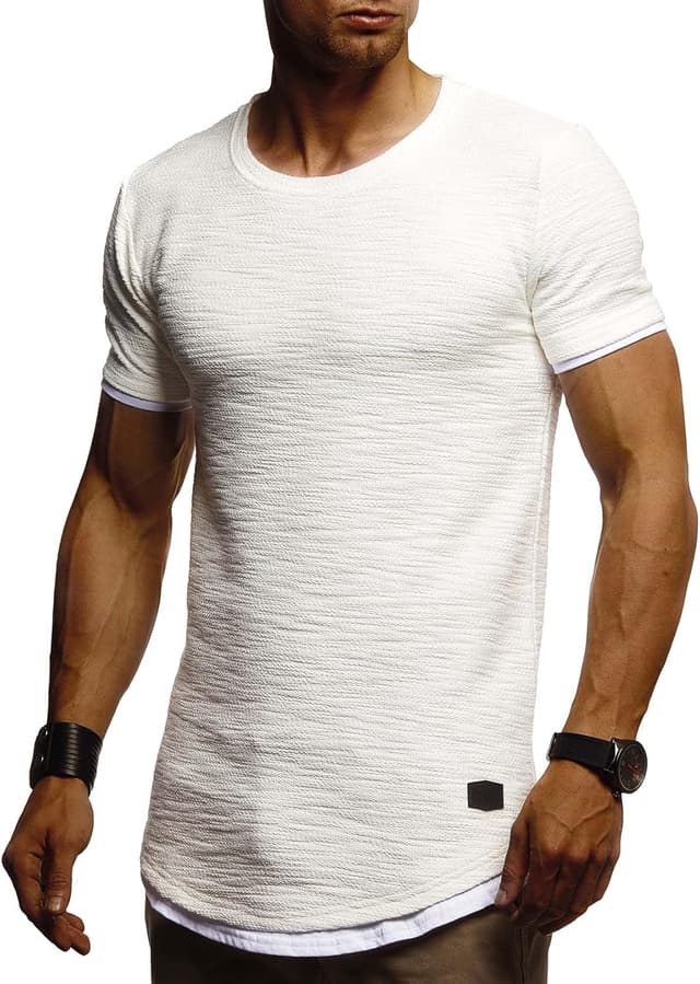 Detalle 1 de Leif Nelson T-shirt homme à col rond : coupe ajustée et style casual