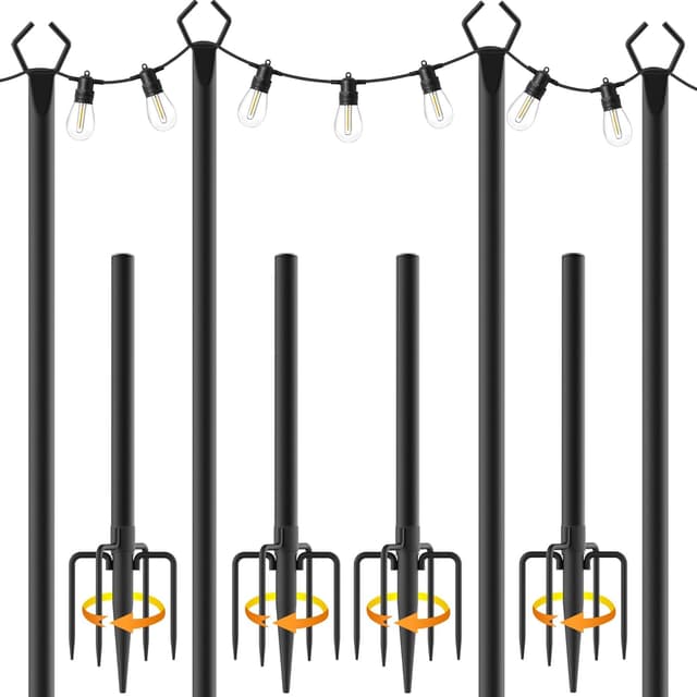 Detalle de AILBTON 10Ft String Light Poles (4-Pack) for Outdoor Fence & Deck Hanging Lights