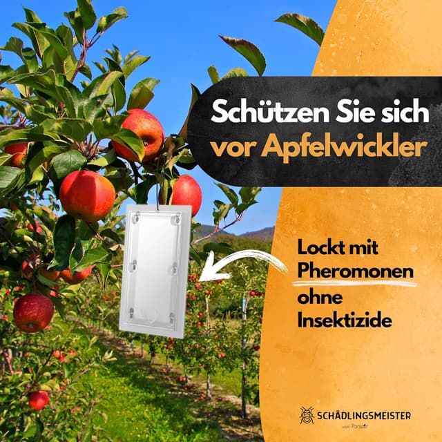 Detalle de Panteer Apfelwickler Falle (Pheromonfalle) – 3 Stück mit Schnur für Monitoring & Bedarfskontrolle