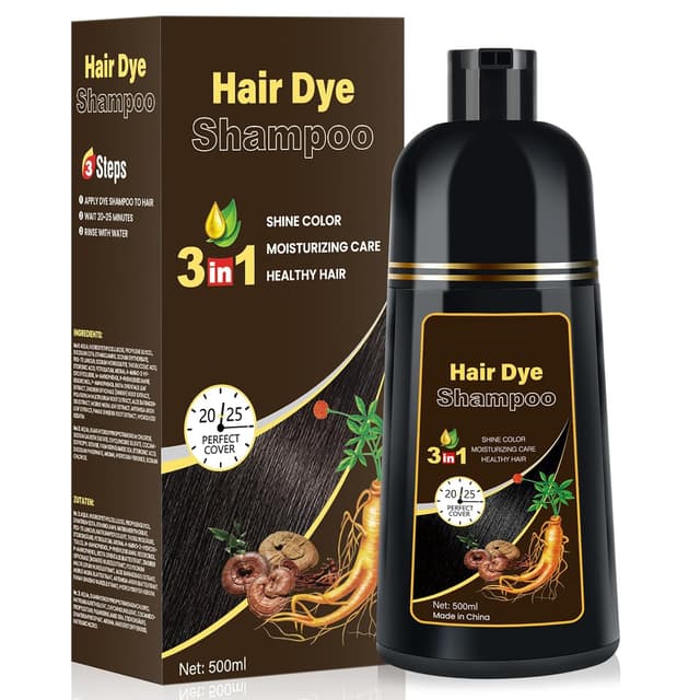 Detalle de Dunkelbraunes Haarfärbeshampoo 3 in 1 für graues Haar (500 ml) – für Männer & Frauen
