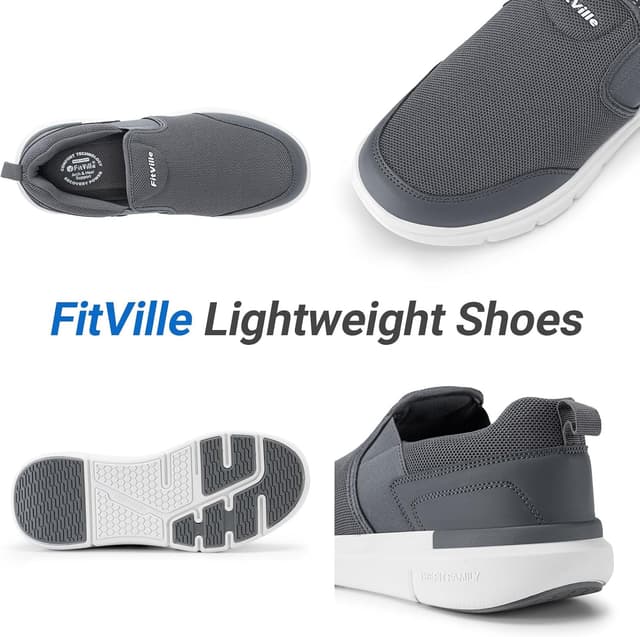 Detalle de FitVille Scarpe da Uomo Slip-on per Camminata antiscivolo, comode e traspiranti