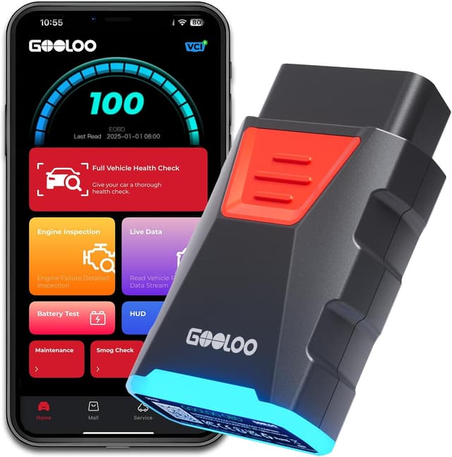 Detalle de GOOLOO DEEPSCAN DS100 OBD2 Bluetooth scanner for full-system diagnostics with AutoVIN, resets and HUD display