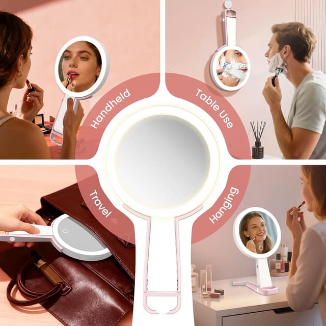 Thumbnail 6 de FZIFZI Makeup Mirror with Lights (10X/1X) – Rechargeable LED Magnifying Vanity Mirror, Pink