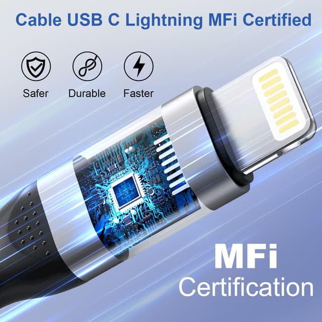 Detalle 2 de Lot de 2 câbles USB‑C vers Lightning 2 m certifiés MFi