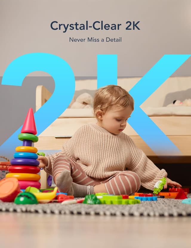 Detalle de GNCC 2K 3MP Telecamera WiFi interna con visione notturna, rilevamento movimento e citofono bidirezionale (kit 2)