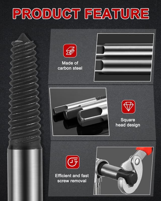 Detalle de Damaged screw extractor set, 6 piece carbon steel