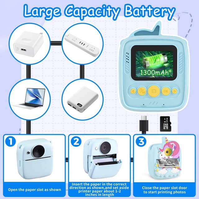 Thumbnail 6 de Kids instant print camera 48MP HD