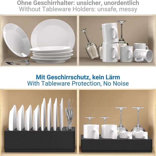 Detalle de Siegvoll foam cutlery holder cup and plate set for motorhomes, caravans, boats – 8 plates + 8 cups