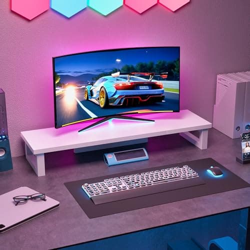 Detalle 2 de OYRREU Soporte Monitor Doble Blanco 🖥️ 91x26cm