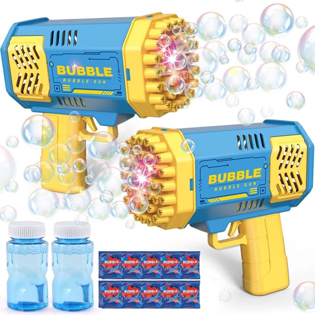 Detalle de JONEG 2-Pack Bubble Machines for Kids (Ages 3–8) with Bubble Solution