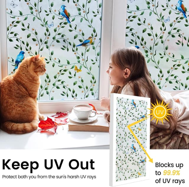 Thumbnail 6 de dktie Fensterfolie Sichtschutzfolie mit Vogel und Zweig – statisch haftend, 90 x 200 cm