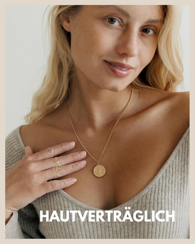 Detalle 2 de GD GOOD.designs Piratenkette Damen mit Kompass-Anhänger – wasserfest vergoldete 18K Kette aus 316L Edelstahl