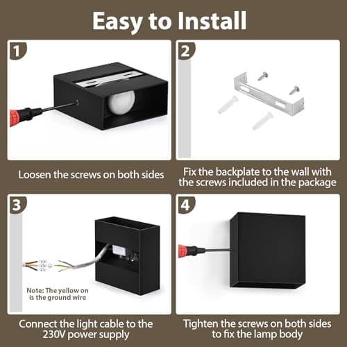 Thumbnail 7 de KYOTECH aplique de pared LED IP65 12W (2 uds), luz blanco cálido 3000K, exterior e interior