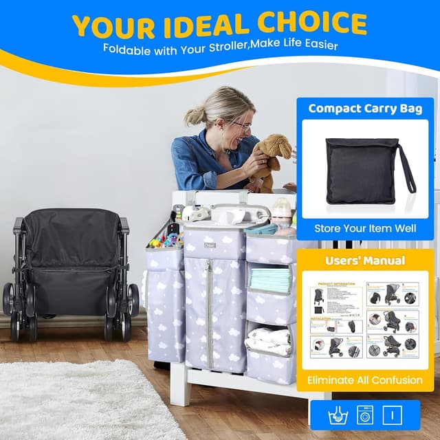 Detalle de Orzbow Universal Pram Sun Shade with Zip Window (UPF 50+, blocks 99% UV) – Black